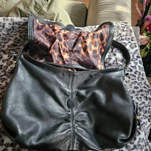 B. Makowsky | Black Butter Soft Slouchy  Moto Shoulder Bag - Picture 14 of 16